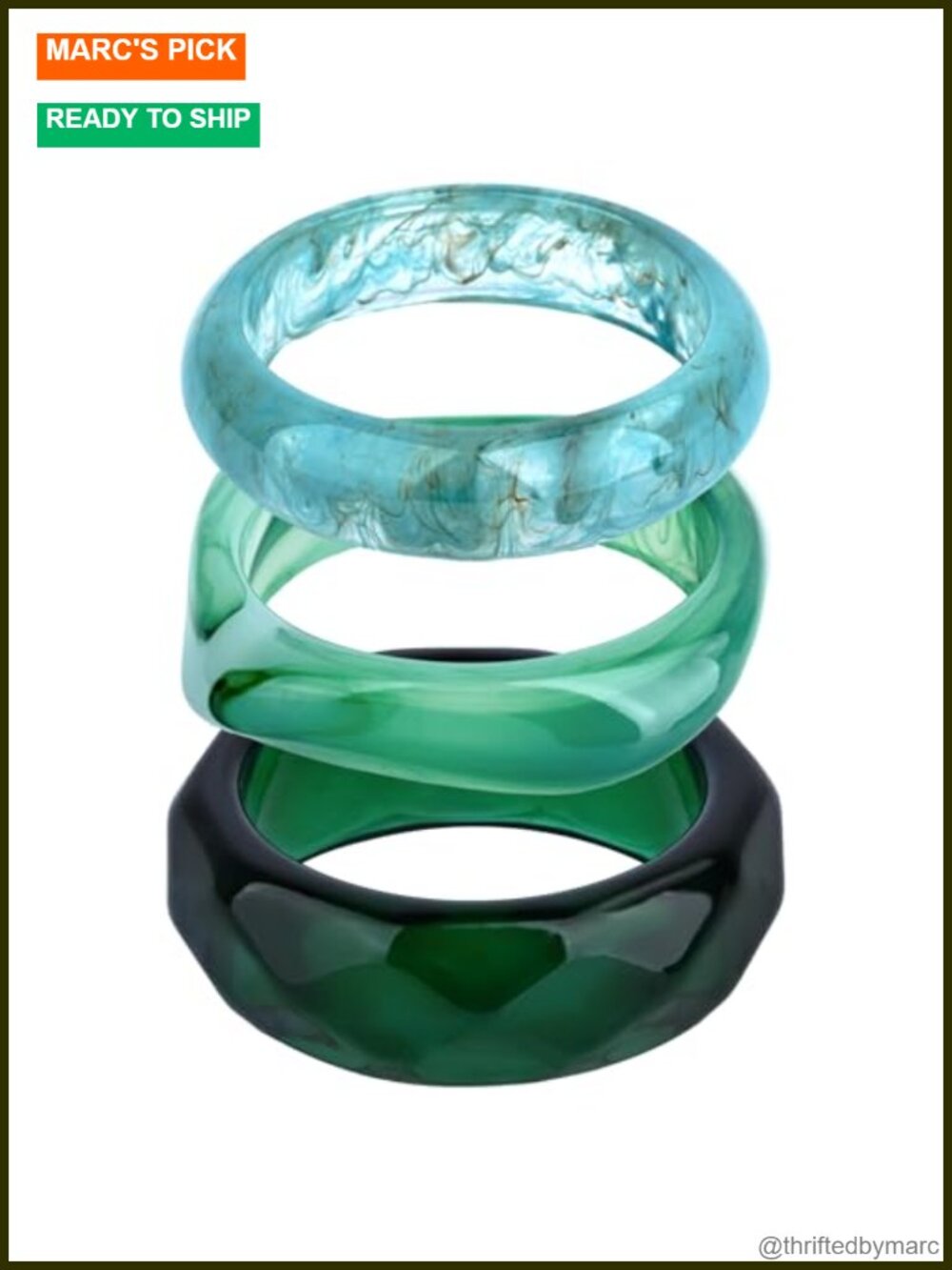 Chunky Acrylic Resin Wide Wrist Bangle Bracelet Set Stackable Geometric